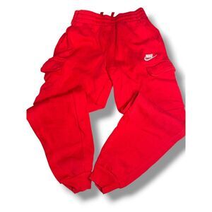 Nike Sportswear Club Fleece Cargo Pants Sz M Boys Red